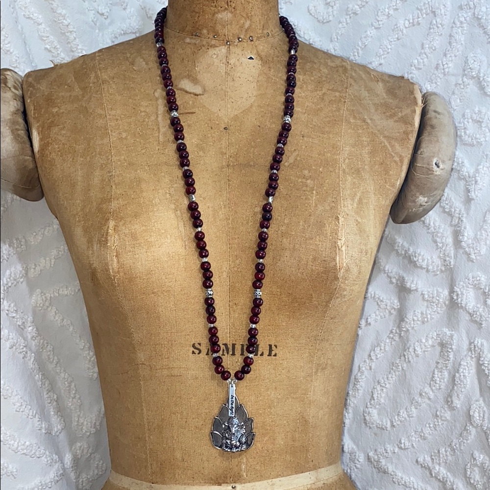 Ganesha Pendant Beaded Mala Necklace - Picture 3 of 6